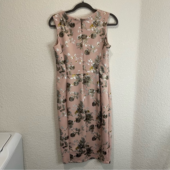 Enfocus Studio Pink Silver Floral Sleeveless Back Zip Midi Dress Womens Size 10 - Picture 5 of 12